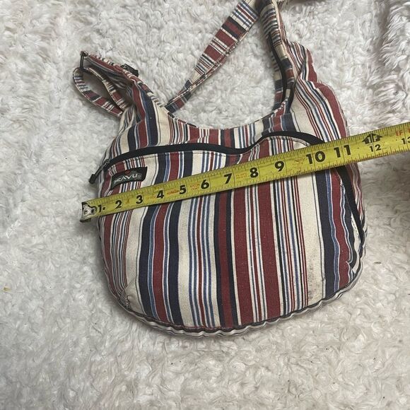 Kavu fabric Striped Shoulder Bag - Red, Blue, Cream. - Picture 9 of 11